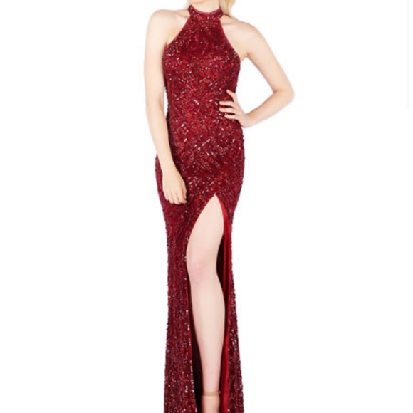 Mac Duggal Dresses & Skirts - Red Sequin Mac Duggal prom dress with slit